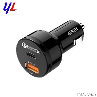 شارژر فندکی آکی مدل CC-Y1 دو پورت رنگ مشکی