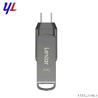 فلش لکسار مدل D400 ظرفیت 64 گیگابایت نوع USB 3.2 رنگ خاکستری