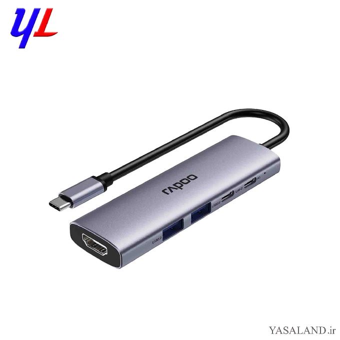 تبدیل پورت و اتصال رپو مدل XD51 تایپ سی به اچ دی ام آی + PD+USB3+Usb-C رنگ خاکستری