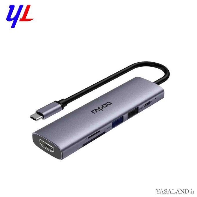 تبدیل پورت و اتصال رپو مدل XD61 تایپ سی به اچ دی ام آی+PD+USB3+RamReader TF+RamReader SD رنگ خاکستری
