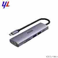 تبدیل پورت و اتصال رپو مدل XD61 تایپ سی به اچ دی ام آی+PD+USB3+RamReader TF+RamReader SD رنگ خاکستری