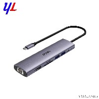 تبدیل پورت و اتصال رپو مدل XD71 تایپ سی به اچ دی ام آی+PD+USB3+RJ45+RamReader TF+RamReader SD رنگ خاکستری