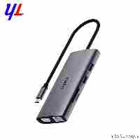 تبدیل پورت و اتصال رپو مدل XD101 تایپ سی به شبکه+VGA+USB3+RJ45+RamReader TF+RamReader SD رنگ خاکستری